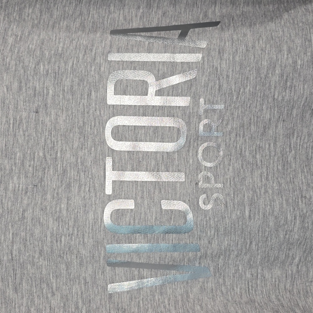 Victorias Secret Victoria Sport Deep VNeck Gray Sweatshirt Hoodie Women Size S/M - Picture 10 of 12